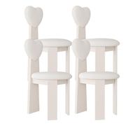 OZSSLJJ Lot de 2 chaises de Salle à Manger avec Dossier en Forme de cœur, Vintage, en Bois Massif, Assise de 45 cm de Large + Mousse Haute densité, Facile à Nettoyer, adaptée(White+White,4)