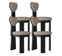 OZSSLJJ Lot de 2 chaises de Salle à Manger avec Dossier en Forme de cœur, Vintage, en Bois Massif, Assise de 45 cm de Large + Mousse Haute densité, Facile à Nettoyer, adaptée(Black+Dark Khaki,4)