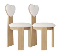 OZSSLJJ Lot de 2 chaises de Salle à Manger avec Dossier en Forme de cœur, Vintage, en Bois Massif, Assise de 45 cm de Large + Mousse Haute densité, Facile à Nettoyer, adaptée(Log+White,2)
