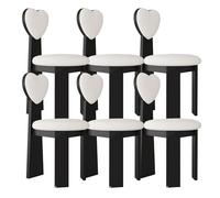 OZSSLJJ Lot de 2 chaises de Salle à Manger avec Dossier en Forme de cœur, Vintage, en Bois Massif, Assise de 45 cm de Large + Mousse Haute densité, Facile à Nettoyer, adaptée(Black+White,6)