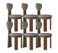 OZSSLJJ Lot de 2 chaises de Salle à Manger avec Dossier en Forme de cœur, Vintage, en Bois Massif, Assise de 45 cm de Large + Mousse Haute densité, Facile à Nettoyer, adaptée(Walnut+Dark Grey,6)