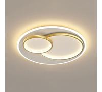 OZSSLJJ Plafonnier LED encastré à double couture circulaire, lampe à économie d'énergie, corps rotatif, gradation tricolore(Gold,M)