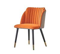 OZSSLJJ Soft Velvet Dining Chair,Backrest Home Dining Chair Nail Art Make Up Negotiate Balcony Patio Metal Feet Flannel Chair(Orange)