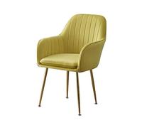 OZSSLJJ Soft Velvet Dining Chair,Hotel Wedding Banquet Bedroom Living Room Make up Nail Art Electroplated Titanium Backrest Chair(Yellow)