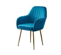 OZSSLJJ Soft Velvet Dining Chair,Make up Nail Art with Backrest Armchair Banquet Hotel Negotiate Balcony Meeting Room Chair(Blue)