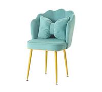 OZSSLJJ Soft Velvet Dining Chair,Princess Marriage Room Balcony Reception Lounge Chair Make Up Nail Art Spray Golden Leg Counter Chair(Sapphire Blue)