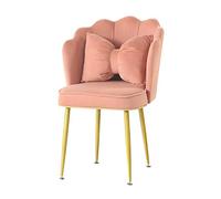 OZSSLJJ Soft Velvet Dining Chair,Princess Marriage Room Balcony Reception Lounge Chair Make Up Nail Art Spray Golden Leg Counter Chair(Bean Paste Powder)