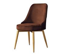 OZSSLJJ Soft Velvet Dining Chair,with Backrest Computer Chair Nail Art Make up Negotiate Balcony Banquet Leisure Chair(Brown,Gold Legs)