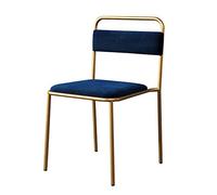 OZSSLJJ Soft Velvet Dining Chair,Wrought Iron Coffee Leisure Western Restaurant Living Room Backrest Chair(Blue)