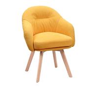 OZSSLJJ Wooden Legs Backrest Chair,Flower Shop Balcony Leisure Living Room Small Apartment Soft Velvet Dining Chair.(Yellow)