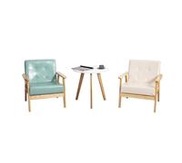 OZSSLJJ Wooden Legs Kitchen Chair,Leather Balcony Leisure Couch Bedroom Patio Hotel Living Room Tables and Chairs Combination Dining Chairs