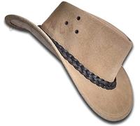 Oztrala ~ Jacaru Chapeau de cowboy en daim pour homme femme enfant australien Outback Western Aussie Noir Marron WS 1007 US, sable, 61 EU