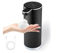 OZTYSGXM Distributeur Automatique de Savon Moussant, Distributeur Savon à Main sans Contact, 4 Niveaux Ajustables avec Affichage, Distributeur Savon Mural éTanche pour Salle Bain Cuisine,Black