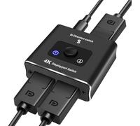 Ozvavzk Switch DisplayPort 2 in 1 Out/1 in 2 Out DP Splitter, Commutateur DisplayPort Bidirectionnel Convertisseur Supporte 4K@60Hz 2K/1080P@120Hz 3D pour PC Projecteur Box PS5/4/3