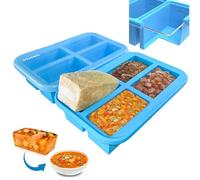 Ozwen Lot de 2 plateaux de congélation extra larges en silicone avec couvercle, préparation des repas avec souper, congélateur, aliments pour bébé et moules de stockage pour sauce, bouillon et restes