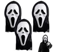 OZXVXZO Masque Squelette Halloween, 3 PCS Masque d'Halloween Scream Effrayant et Terrifiant, Accessoire pour costume de cosplay, pour bal Masqué, Cosplay, pour Enfants, Fête