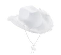 OZYILIAN Chapeau de cowboy/cowgirl - Boa en plumes pour femme - Unisexe - Chapeau de cowgirl pour fête costumée - Pour tous les âges, Blanc., taille unique