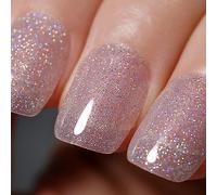 Ozzeal Vernis Semi Permanent Pailleté, Clear Silver Irisé Pailleté Gel Nail Polish Paillettes Scintillantes Vernis Gel UV Arc-En-Ciel D'Été Vernis À Ongles Gels Soak Off Led UV Nail 15ML