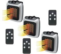 Ozzie Heater, Appareil de Chauffage enfichable, Appareil de Chauffage en céramique avec télécommande, Chauffage de 800 watts, Mini-chauffage pour prise murale,Mural Home Bedroom Office,silvery*3pcs