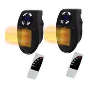 Ozzie Heater, Appareil de Chauffage enfichable, Appareil de Chauffage en céramique avec télécommande, Chauffage de 500 watts, Mini-chauffage pour prise murale,Mural Home Bedroom Office ,Noir*2pcs