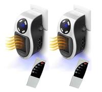 Ozzie Heater, Appareil de Chauffage enfichable, Appareil de Chauffage en céramique avec télécommande, Chauffage de 500 watts, Mini-chauffage pour prise murale,Mural Home Bedroom Office ,Blanc*2pcs