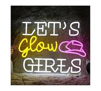 Ozzyr enseigne de barre au néon Décoration murale néon Let's Glow Girls, enseigne lumineuse à intensité variable