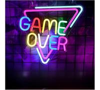 Ozzyr enseigne de barre au néon Enseigne lumineuse LED « GAME OVER » pour salle de jeux Gamer Zone, décoration murale 30 x 32,8 cm