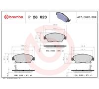 P 28 023 BREMBO Kit de plaquettes de frein, frein à disque pour ,ACURA,HONDA
