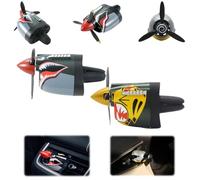 P-40 Fighter Plane Air Vent Decoration,Car Air Freshener Vent Clip Outlet with Spinning Propeller,Creative Shark Nose Propeller Style Odor Eliminator,Long Lasting,Easy Install (2MIX)