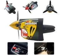 P-40 Fighter Plane Air Vent Decoration,Car Air Freshener Vent Clip Outlet with Spinning Propeller,Creative Shark Nose Propeller Style Odor Eliminator,Long Lasting,Easy Install (Yellow)