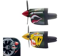 P-40 Lot de 2 décorations pour grille d'aération de voiture avec hélice rotative, clip désodorisant style nez de requin, décoration vintage pour tableau de bord de voiture