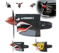 P-40 Warhawk Car Air Freshener With Spinning Propeller, P-40 Fighter Plane Air Vent Decoration, Long Lasting Odor, Eliminator Easy Install Fits Most Air Vents, Car Accessories For Men (#A)