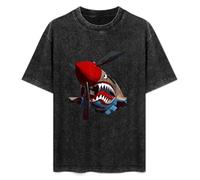 P-40 Warhawk Fighter Aircraft Airplane Military Black T-Shirt Printed Tee Graphic Top for Men Unisex Shirt M