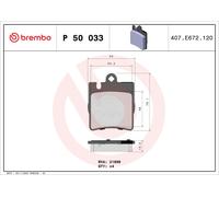 P 50 033 BREMBO Kit de plaquettes de frein, frein à disque pour MERCEDES-BENZ
