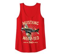 P-51D Mustang Vintage North American P-51D Fighter Warbirds Débardeur, Femme, Rouge, M