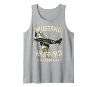 P-51D Mustang Vintage North American P-51D Fighter Warbirds Débardeur, Homme, Gris Chiné, XXL