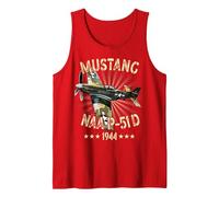 P-51D Mustang Vintage North American P-51D Fighter Warbirds Débardeur, Homme, Rouge, L
