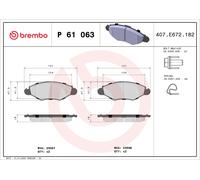 P 61 063 BREMBO Kit de plaquettes de frein, frein à disque pour CITROËN,CITROËN