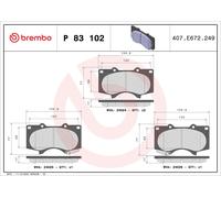 P 83 102 BREMBO Kit de plaquettes de frein, frein à disque pour CHANGAN,LEXUS,MI