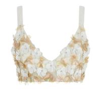P.a.r.o.s.h. - Bralette crop brodé de fleurs 3D - Femme - Tops - Blanc - Taille: 40 FR