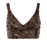 P.a.r.o.s.h., Femme, Tops, Brun, Taille: 40 FR Haut marron à sequins et col en V