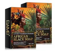 P-Beauty African Black Soap - Savon noir africain végétalien - Savon naturel pour le visage, le corps et les cheveux - Savon pour le visage, le corps, les cheveux - Contre les boutons, les points