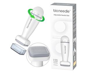 P-Beauty - Derma Stamp - Dermapen - Microneedling - Mesoroller avec 120 aiguilles en acier inoxydable de qualité supérieure, longueur réglable de 0 à 2 mm - pour anti-âge, régénération de la peau