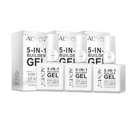 P-Beauty Gel de construction d'ongles, 5 en 1, renforcement et extension, pour ongles, UV, LED, base, vernis à ongles, gel, design Nail Art, renforcement et allongement durables, transparent, 3 x 15