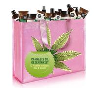 P-Beauty Kit de soin corporel pour femme 12 pièces avec huile de graines de chanvre bio pour la peau et les cheveux - Gel douche, lotion pour le corps, masque capillaire, shampooing, crème pour les