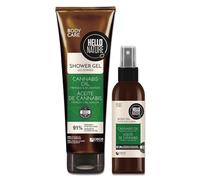 P-Beauty Kit de soins corporels naturels pour le corps, gel douche et huile pour le corps, végétalien avec huile de graines de chanvre bio - Pour peau sèche, hydratant, régénérant, nourrissant