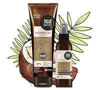 P-Beauty Kit de soins du corps naturels à l'huile de coco bio - Gel douche et huile pour le corps végétalien pour peau soyeuse - Crème de douche et huile pour le corps avec parfum coco - Hydratant