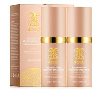 P-Beauty - Lot de 2 sérums de protection solaire SPF 50 avec effet fond de teint - Crème solaire teintée pour le visage - Couvrance moyenne - Hydratant et anti-âge - Sérum de soin avec protection UVA