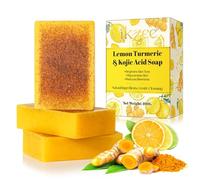 P-Beauty Lot de 3 savons pour le visage au curcuma avec acide kojique et extrait de citron - Soin naturel de la peau contre l'acné et les rougeurs - Nettoyage du visage en profondeur - Savon