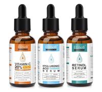 P-Beauty Lot de 3 sérums anti-âge pour le visage - Avec vitamine C, acide hyaluronique, rétinol - Éclaircissant et hydratant - Végétalien - Idéal pour une peau éclatante et jeune - 3 x 30 ml